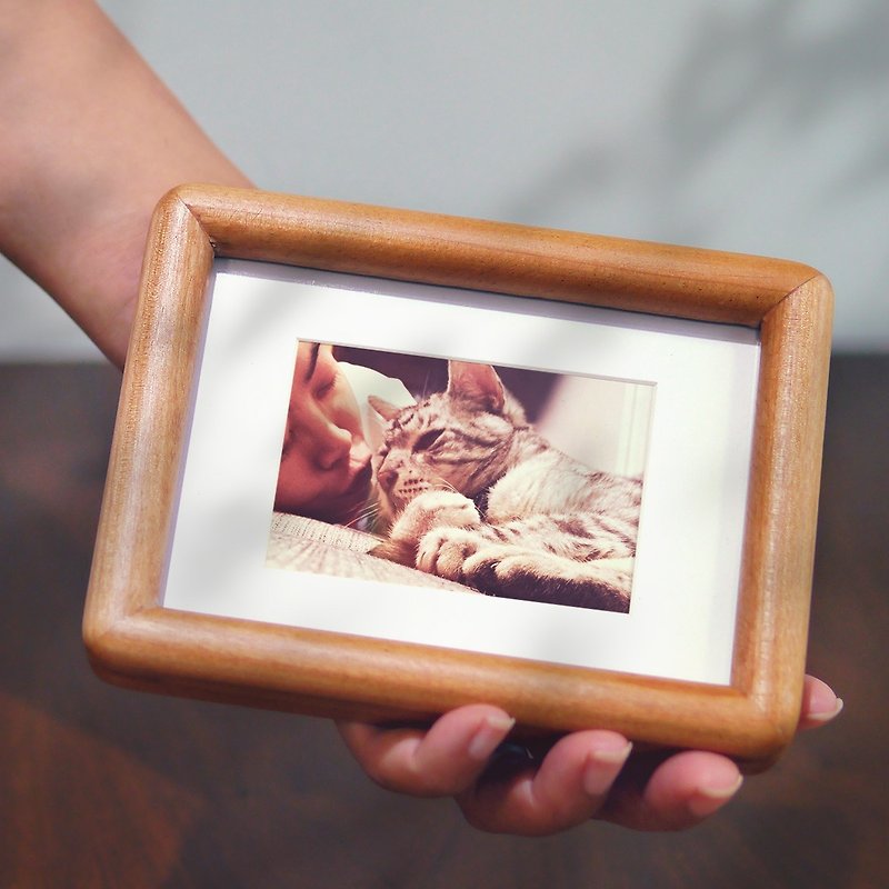 Japanese rounded wood photo frame/black walnut/cherry wood/pine wood/artisan handmade/customized size - Picture Frames - Wood Brown