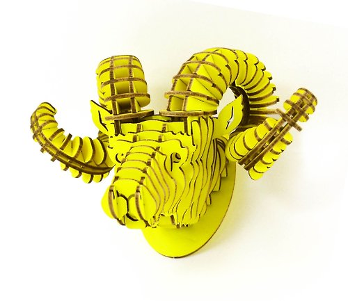 TENONART 坦諾藝術 攀岩 飛羊 大角羊 3D 手作 DIY 居家擺飾 掛飾 黃色 小型