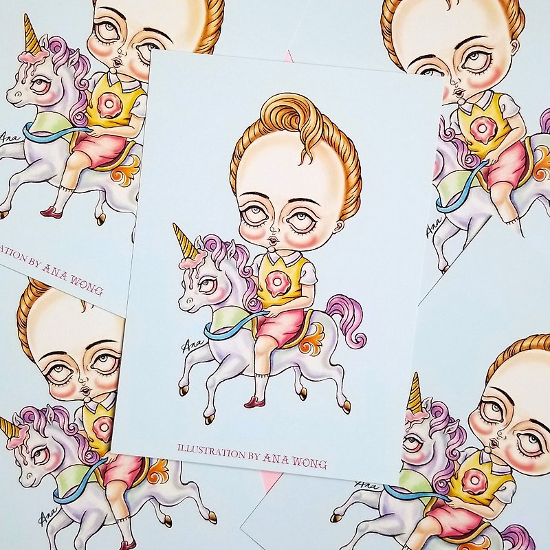 Unicorn boy postcard - การ์ด/โปสการ์ด - กระดาษ หลากหลายสี