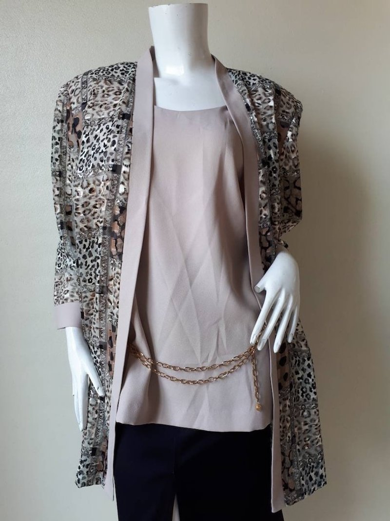 Vintage R&M Richards Made in USA, Animal Print Bling,Size 16 Top And Jacket, Ame - 女襯衫 - 聚酯纖維 