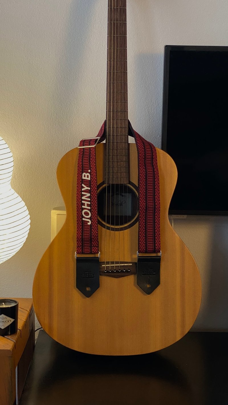 Guitar Strap - Black Line Pattern by YES IDID - 吉他配件 - 真皮 多色