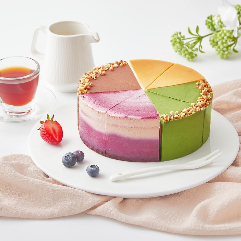 Party Combo Cheesecake- Four Flavors Heavy Cheese Afternoon Tea Birthday Gift Cheesecake - เค้กและของหวาน - อาหารสด ขาว
