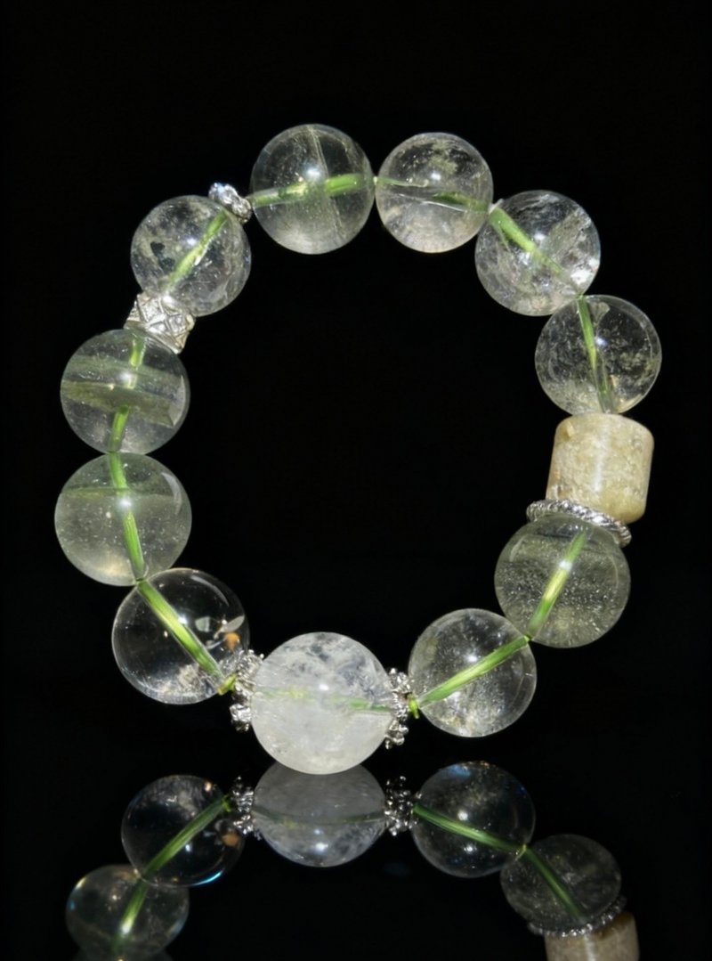 Crystal.EAA デザインブレスレット クリスタルバンブー グリーンファントム ホワイトファントム クリアクォーツ - ブレスレット - クリスタル グリーン