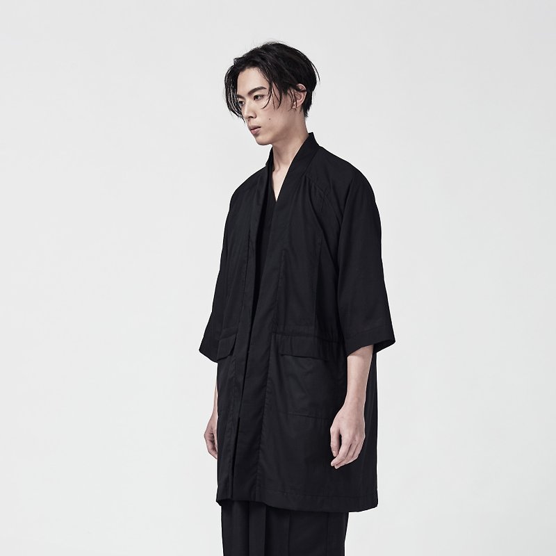 TRAN - V-neck gown 4-pocket drawstring - Other - Other Materials Black
