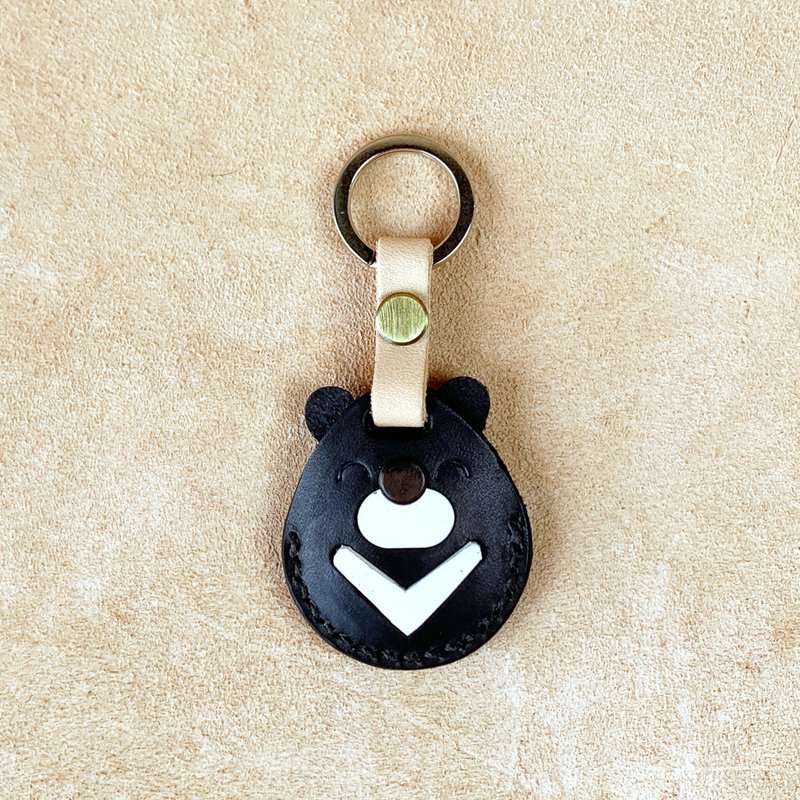 Taiwanese animal shape-Taiwanese black bear-sensor buckle-EasyCard leather case-pendant-key chain - Keychains - Genuine Leather Multicolor