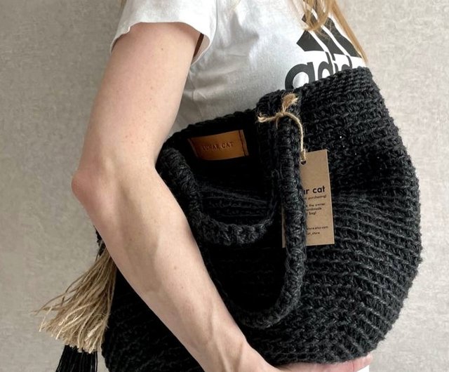 Crochet Jute Bag L XL size Crochet Tote Bag Shoulder Jute Bag