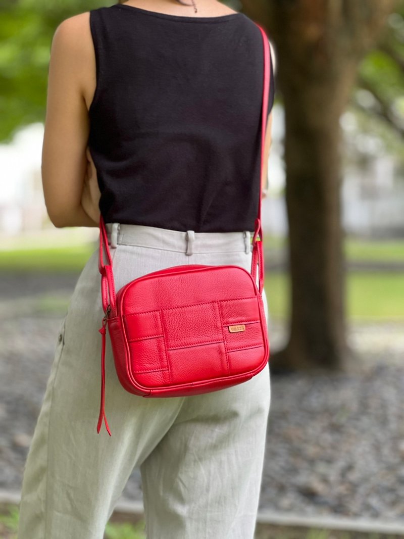 crossbody bag Toast in Red cow leather 100% - GUATE Guate Leather - Messenger Bags & Sling Bags - Genuine Leather Red