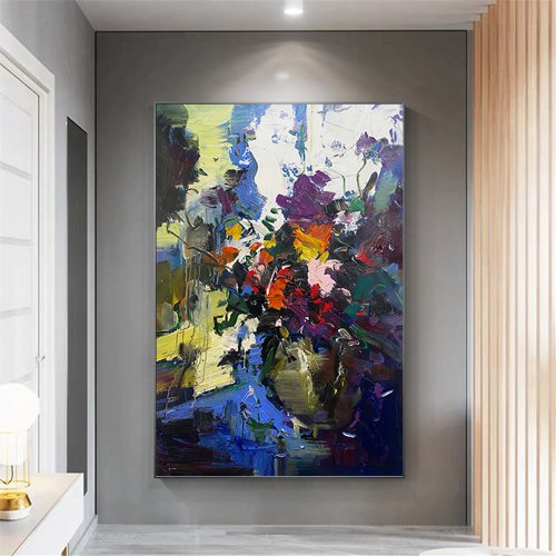 花瓶 花 手描き 油絵/抽象画/オリジナル商品/装飾画/吊るし絵/リビング