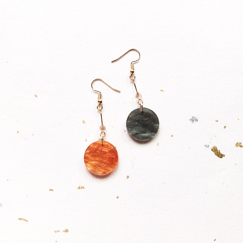 Mercury and Mars dangle earrings can be changed to Clip-On - Earrings & Clip-ons - Plastic Multicolor