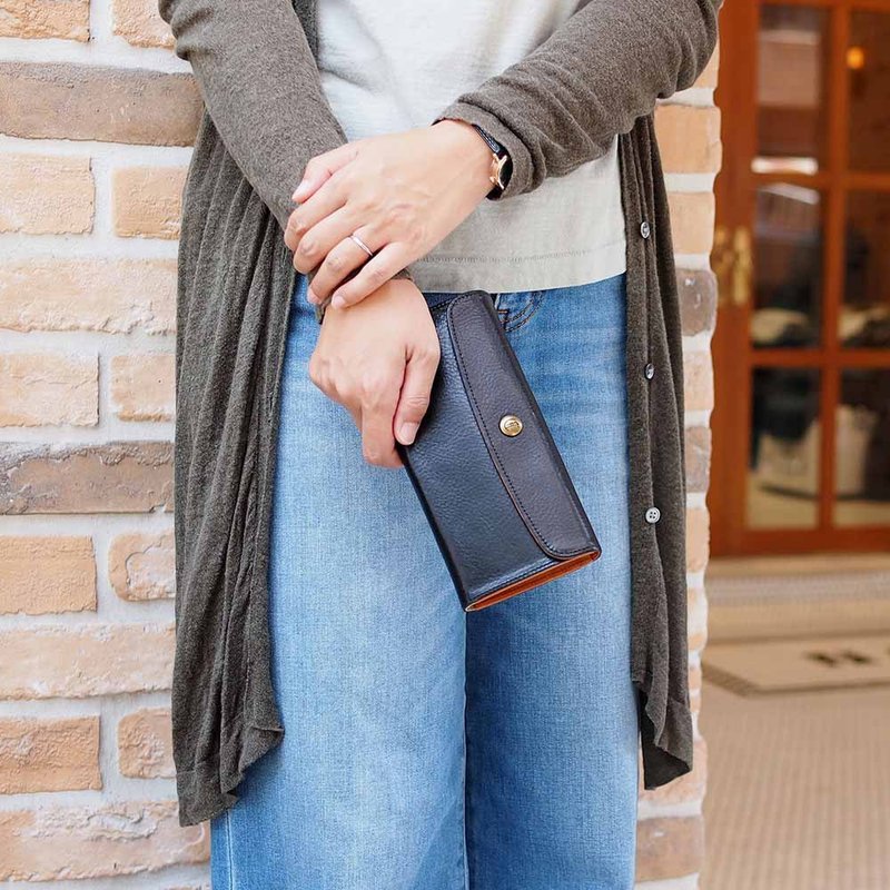 日本經典牛皮壓釦多夾層牛皮長夾Made in Japan by Cledran - 錢包/皮夾/長短夾 - 真皮 