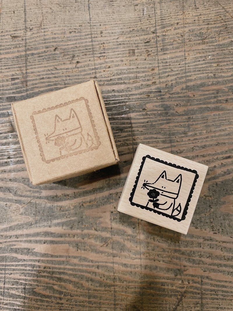 fox and flower/ forest collection stamp fox and flower stamp - ตราปั๊ม/สแตมป์/หมึก - ไม้ สีนำ้ตาล