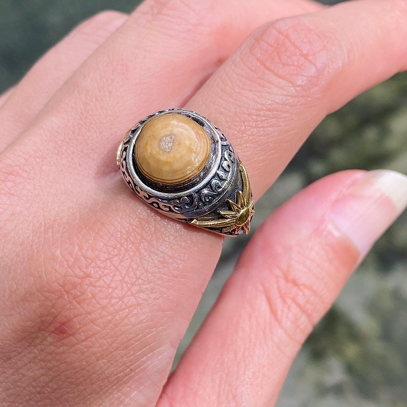 【Lost and find】Gobi eye agate rough stone ring - แหวนทั่วไป - เครื่องเพชรพลอย สีนำ้ตาล