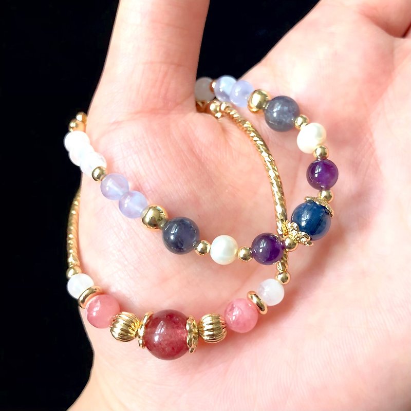 Immortal Violet - Kyanite/Amethyst/Pearl/Iolite/Purple/Chalcedony/Moonstone - Bracelets - Crystal Blue