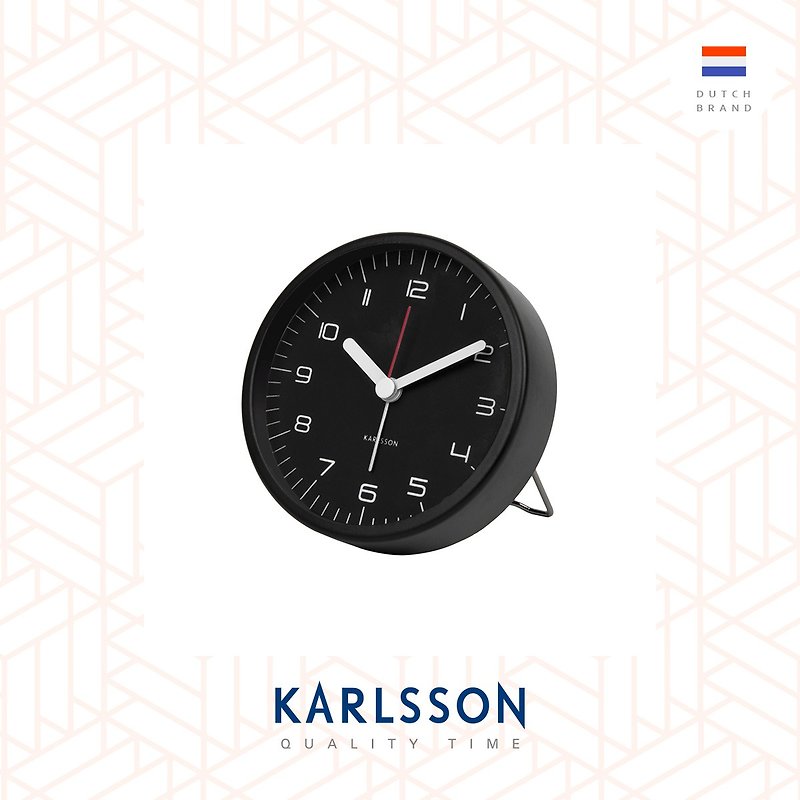 カールソン、目覚まし時計丸みを帯びた数字スチールブラック - 時計 - 金属 ブラック