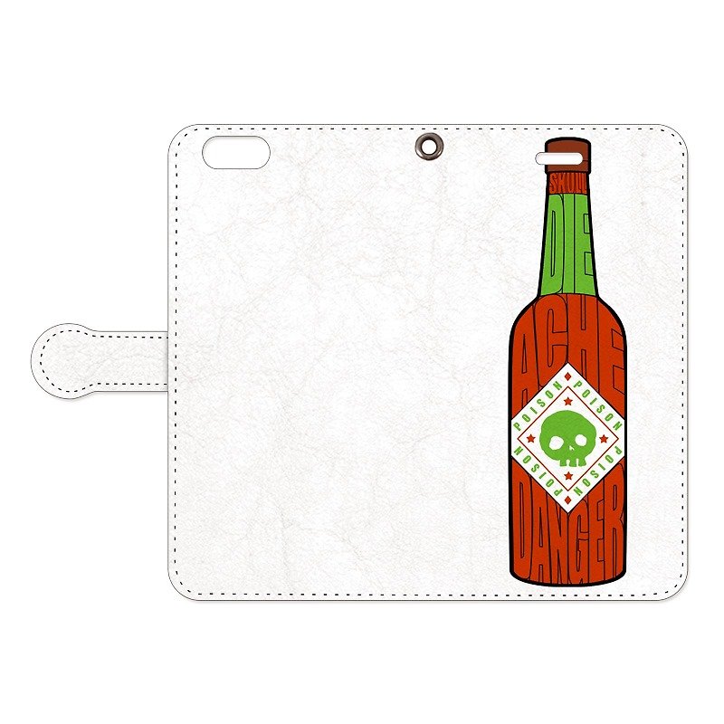 [Notebook type iPhone case] Poison Sauce / White - Phone Cases - Genuine Leather White