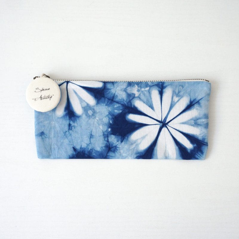 S.A x Spring, Indigo dyed Handmade Pencil Case - Pencil Cases - Cotton & Hemp Blue