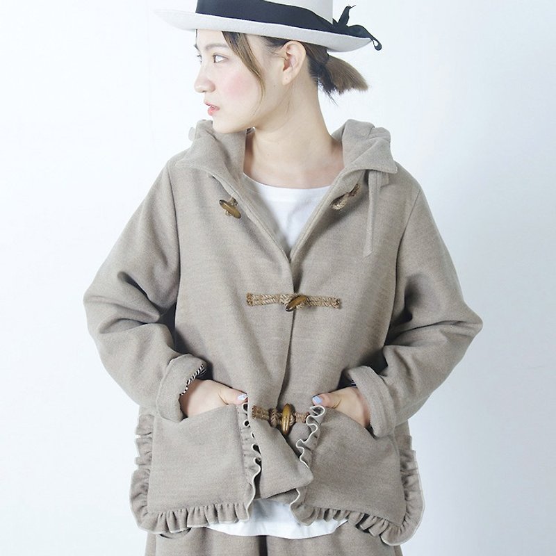 駝色大口袋連帽外套 - imakokoni - 女大衣/外套 - 聚酯纖維 卡其色