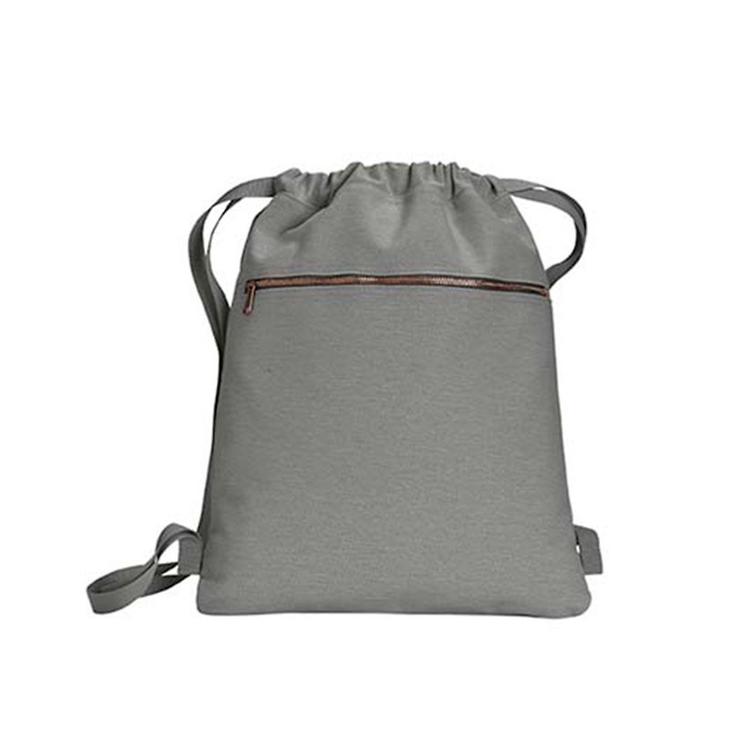 Comfort Colors│American Fashion Bundle Back Backpack│Canvas Bag│Side Backpack|Gray - กระเป๋าเป้สะพายหลัง - ผ้าฝ้าย/ผ้าลินิน สีเทา