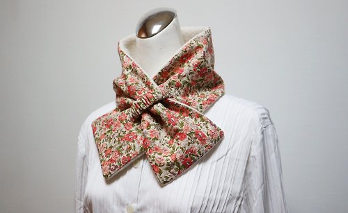 S.K.der手作 復古玫瑰可調式短圍巾.scarf 保暖圍脖 雙面雙色 大人.小孩均適用