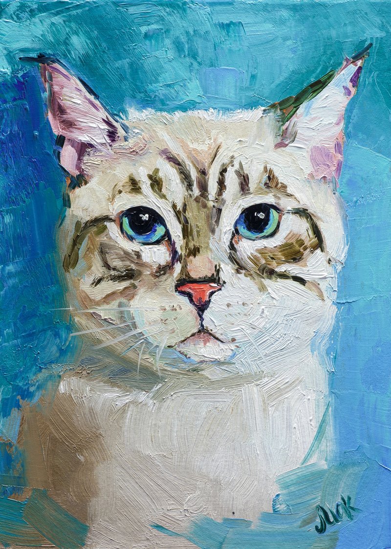 寵物肖像定制貓原創油畫畫我的狗寵物委託牆 Ar - 海報/掛畫/掛布 - 亞麻 多色