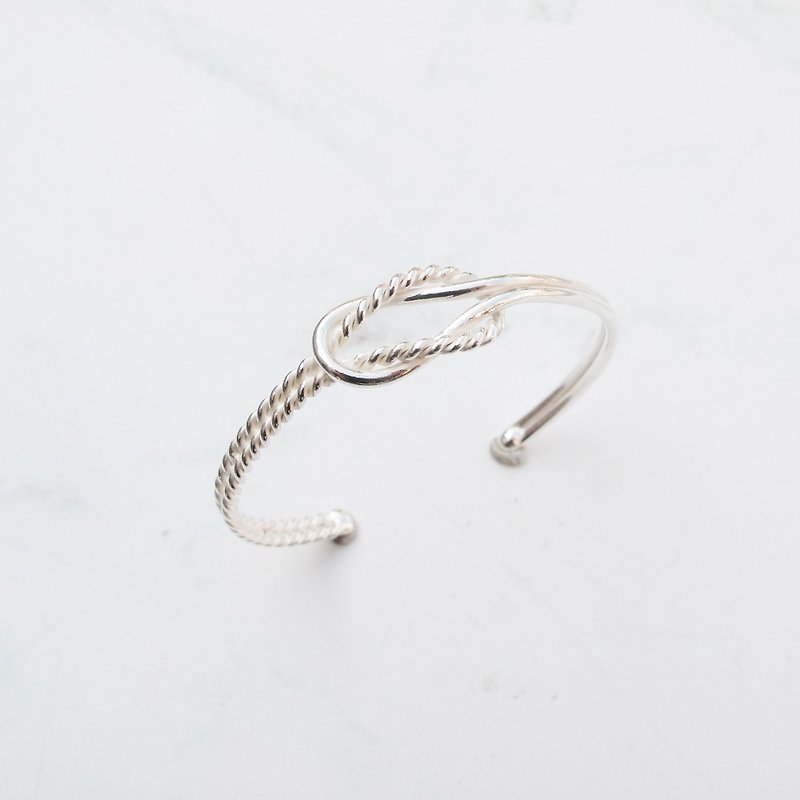 [Handmade custom silverware] intertwined | handmade sterling silver woven bracelet | - Bracelets - Sterling Silver Silver
