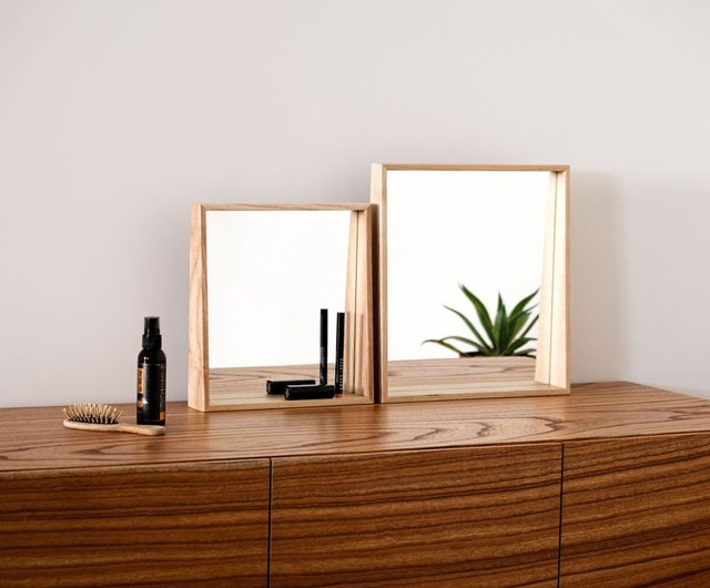 Wood island BOKTO || コルクウッド || 面取りサイドミラー無垢材吊り