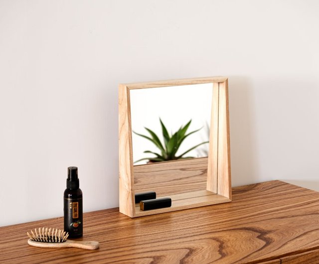 Wood island BOKTO || コルクウッド || 面取りサイドミラー無垢材吊り