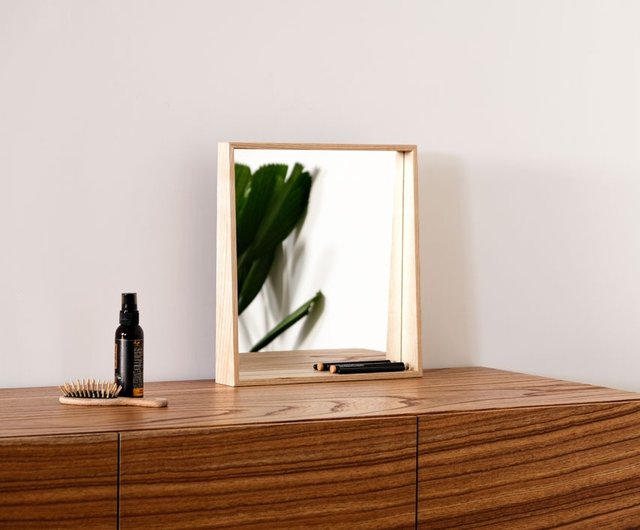 Wood island BOKTO || コルクウッド || 面取りサイドミラー無垢材吊り