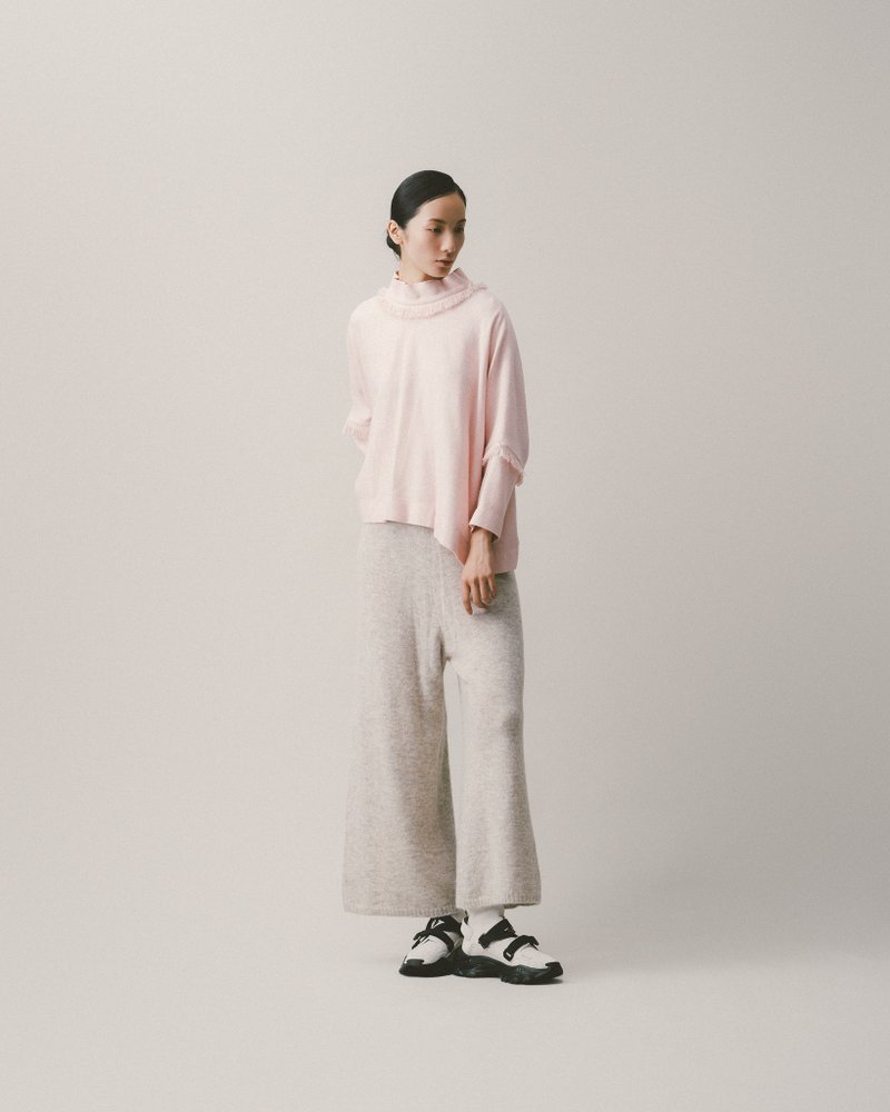 UUIN_燕麥色毛海針織長褲 - 女長褲 - 羊毛 白色