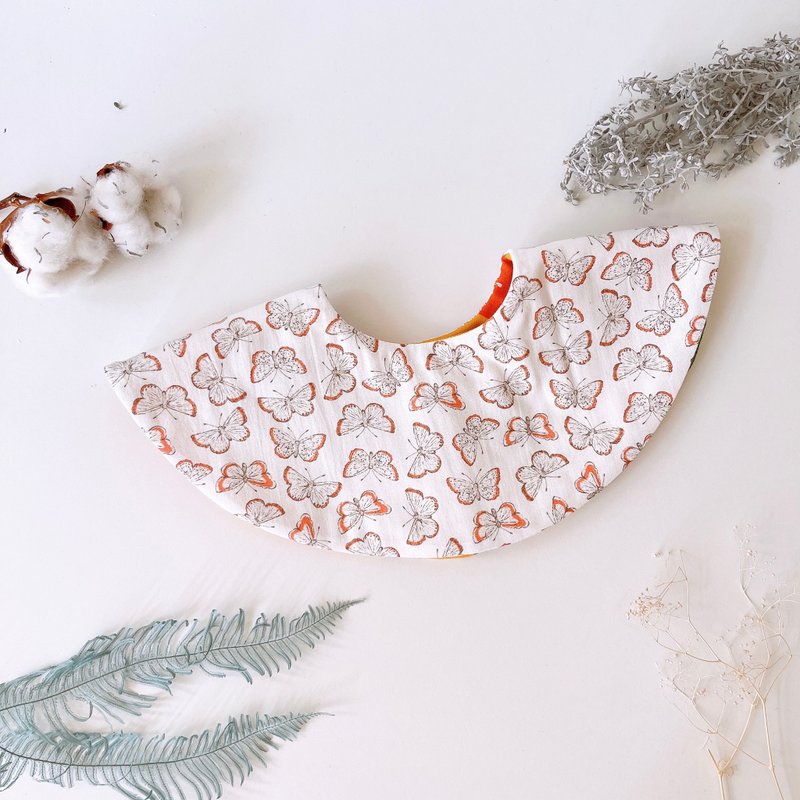 Shimamoriya/Double-Sided 360 Degree Bagel/Butterfly - Bibs - Cotton & Hemp Orange