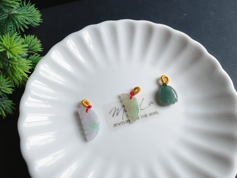 天然緬甸玉翡翠 梳子 熊掌 小物 設計款 線圈 可搭手鍊項鍊隨意扣 - 吊飾/掛飾 - 玉石 綠色