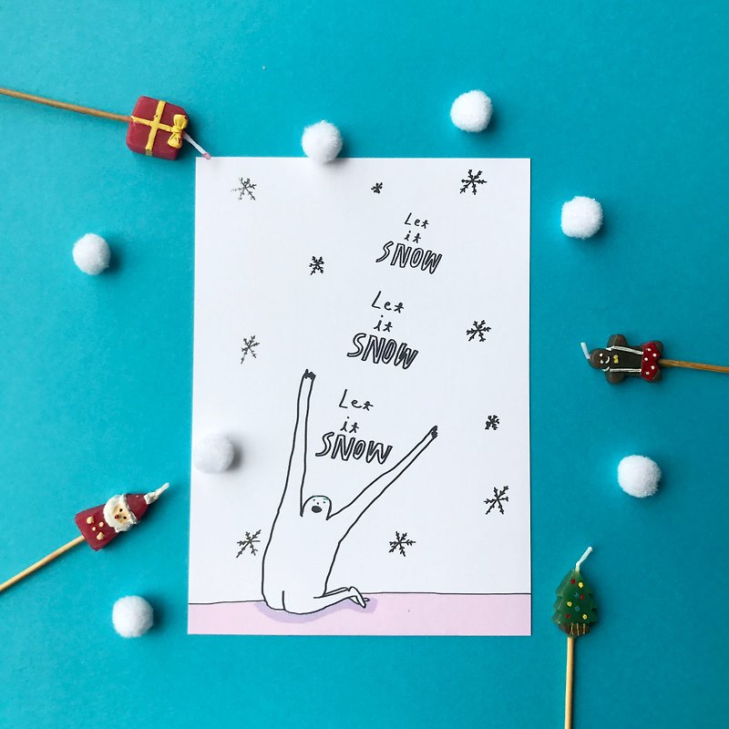 New Christmas! ✿Macaron TOE Macaron toe ✿Let It Snow! / Hot silver Christmas postcard - Cards & Postcards - Paper White