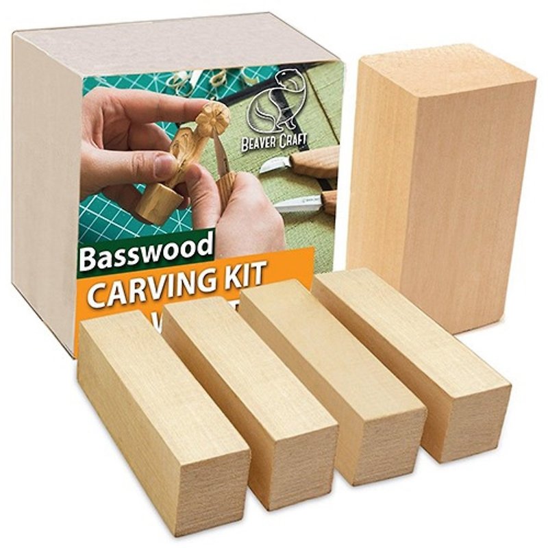 木材 5 をグループ 01 (バスウッド) に彫る - 木工/竹細工/ペーパークラフト - 木製 ブラウン