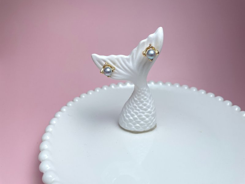 真多麻 天然海水珍珠 純銀耳環耳針 - 耳環/耳夾/耳骨夾 - 珍珠 透明