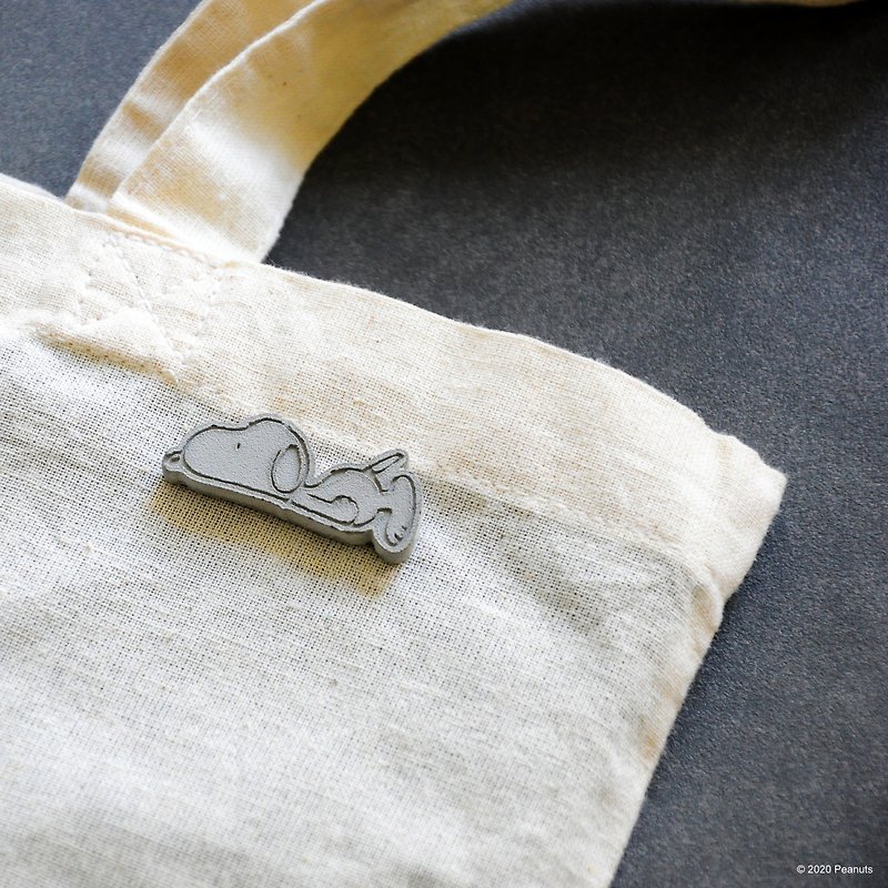 Snoopy x C3Craft |  Sleeping Snoopy Concrete Brooch - Brooches - Cement Silver