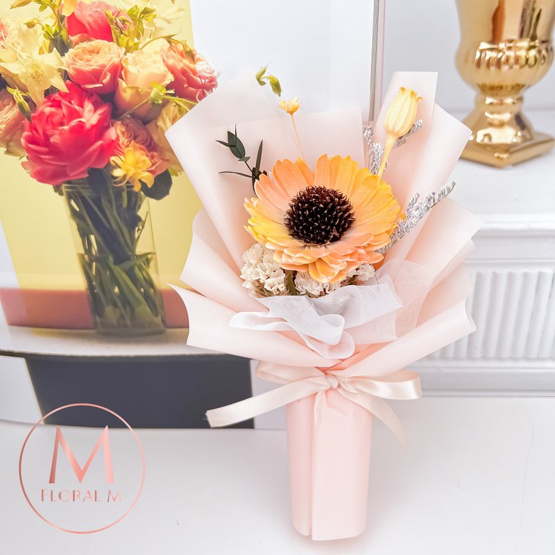 南法橙香向日葵擴香小花束 (贈送5ml香氛油) - 乾燥花/永生花 - 植物．花 橘色