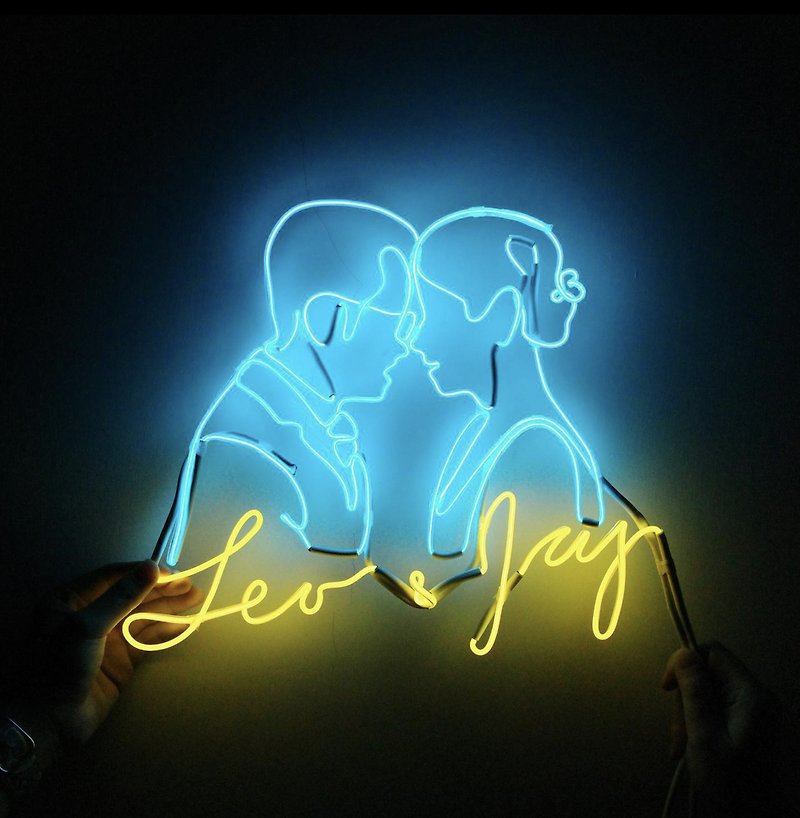 塑膠 燈具/燈飾 多色 - neonlite 客製霓虹文字圖案燈 /情侶人像+名字/