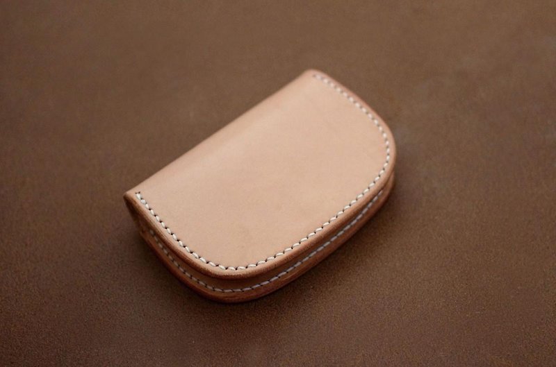 Simple business card holder leather saddle leather [orders production] - Coin Purses - Genuine Leather Khaki