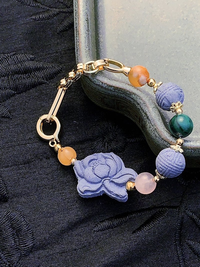 Oriental Core Rhythm | Lapis Lazuli - Gemstone Energy Fragrance Beads | Quiet Fragrance Recipe | Lotus Bracelet Stabilizes Emotions - Bracelets - Plants & Flowers 