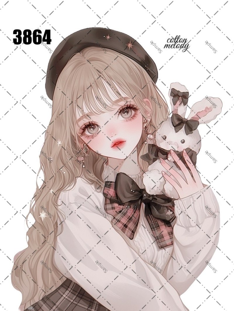 original sticker no.3864 人物ステッカー オリジナルステッカー オリジナル人物ステッカー 装飾ステッカー cotton melody - 貼紙 - 紙 