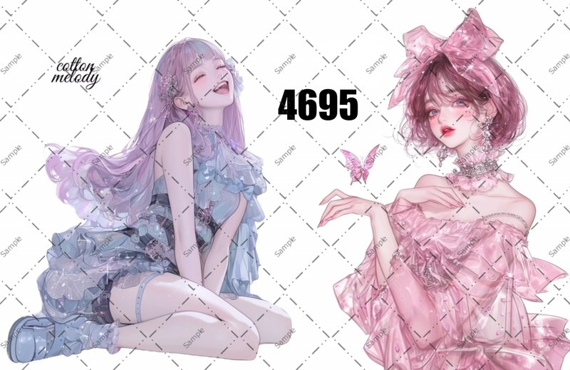 original sticker no.4695 人物ステッカー オリジナルステッカー オリジナル人物ステッカー 装飾ステッカー cotton melody - 貼紙 - 紙 