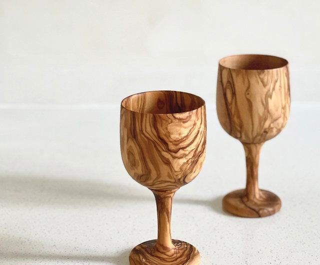 Handcrafted Olive Wood Wine Cup/ Goblet - Shop folksyfinds Bar