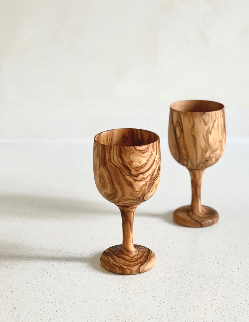 Handcrafted Olive Wood Wine Cup Goblet - แก้วไวน์ - ไม้ 