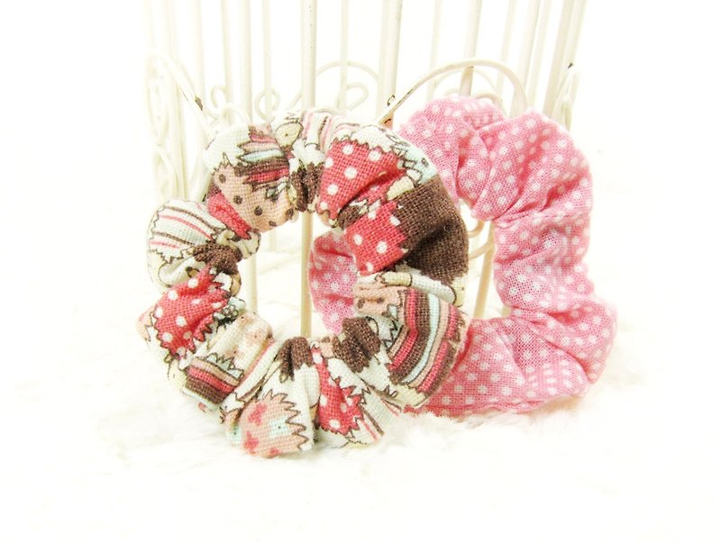 Hand made Mini hair scrunchies - Tender hedgehog - Hair Accessories - Other Materials Pink