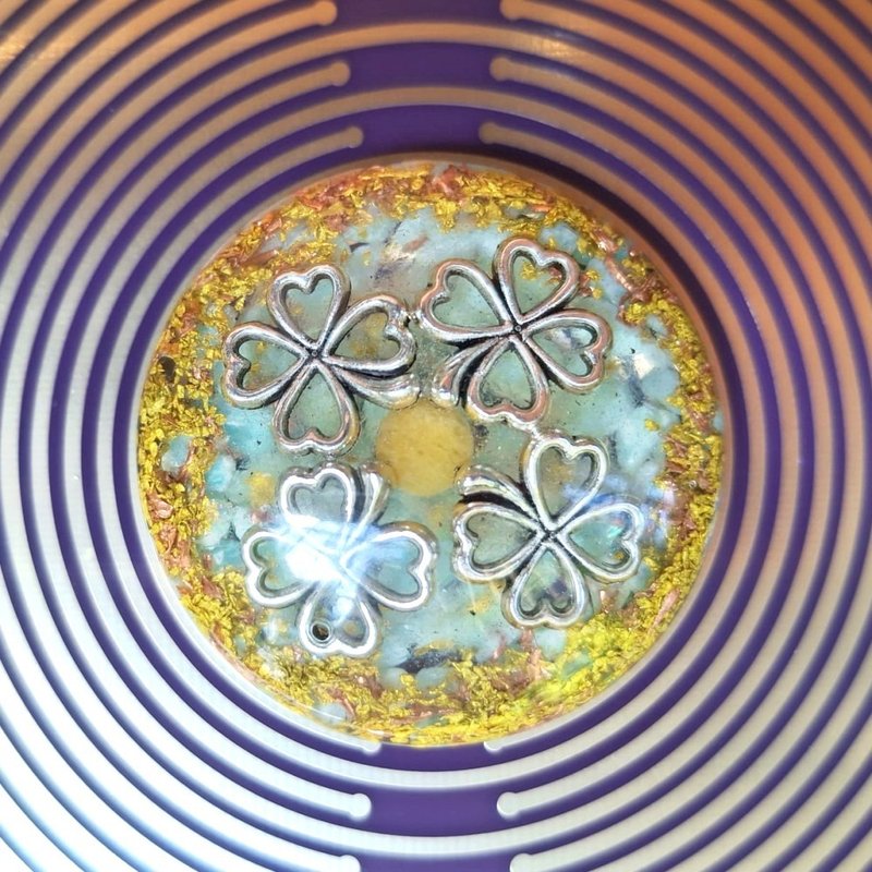 幸運草奧剛半球體能量盤 | 附絨袋 - 其他 - 水晶 銀色