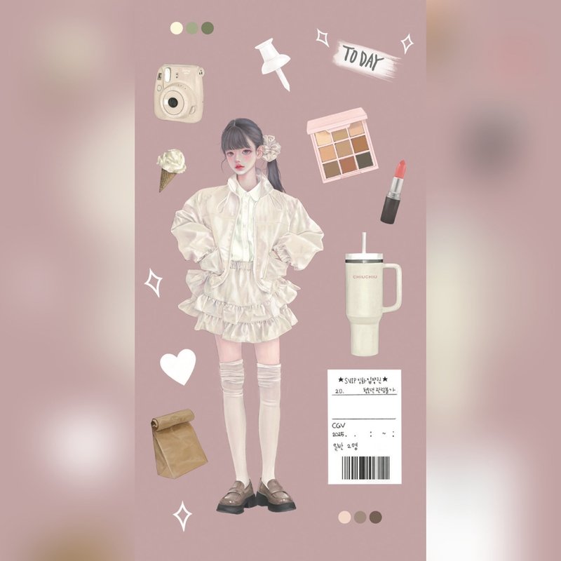 Hana Knife line sticker - 貼紙 - 紙 