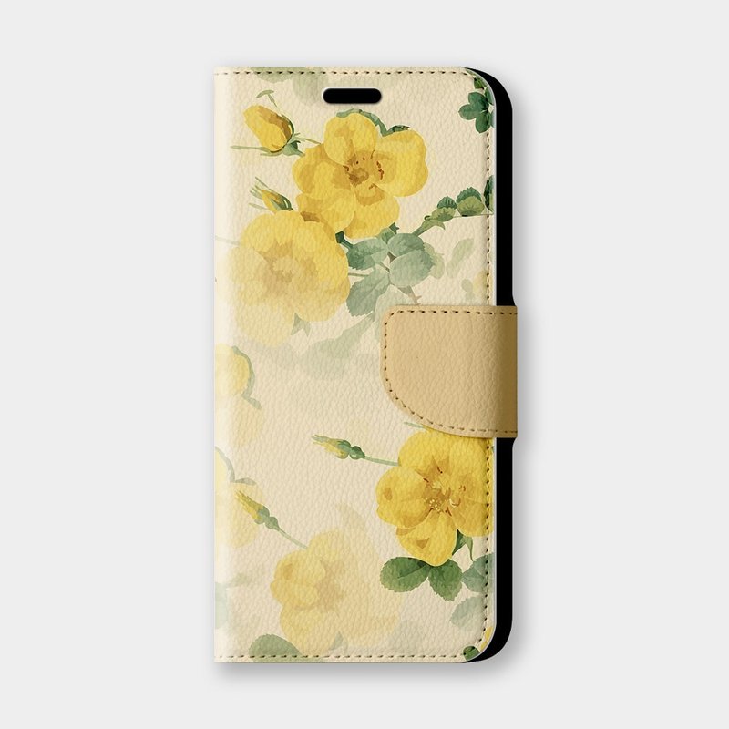禮物推薦 母親節 復古黃花 iPhone 手機套 皮套 保護套 PS100 - 手機殼/手機套 - 人造皮革 黃色
