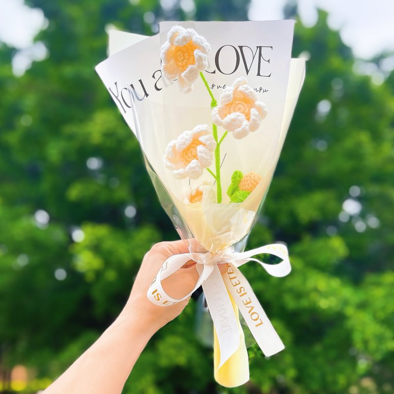 畢業禮物 畢業花束 客製化禮物2025母親節菊花花束 - 手織單枝菊 - 乾燥花/永生花 - 棉．麻 多色