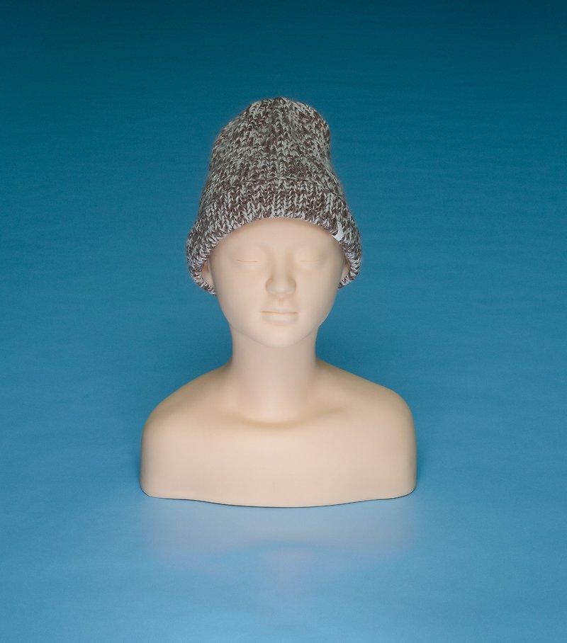 Heavy - white HV03 hand-woven wool cap - Hats & Caps - Wool Brown