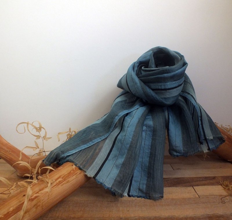 Eco-color dyeing natural vegetable dyes vegetation stained blue dye indigo dyeing silk roads rational Linen scarves - Knit Scarves & Wraps - Cotton & Hemp Blue